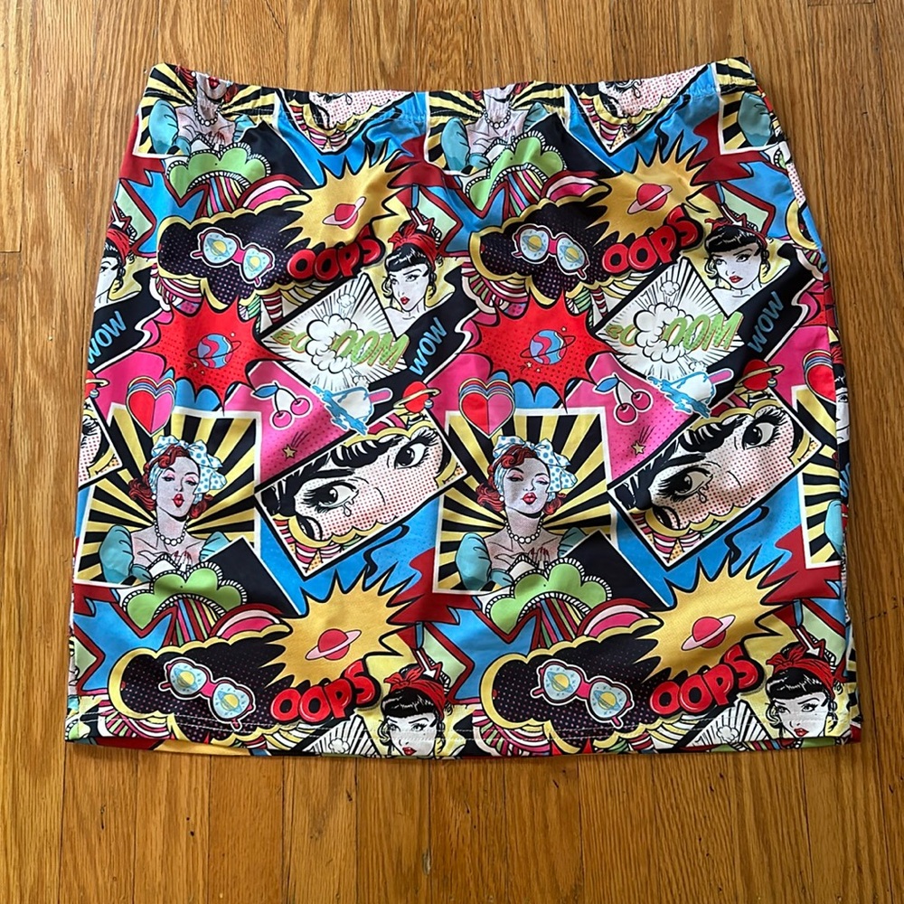Cartoon pop stretchy skirt pinup unlisted size, possibly plus 16